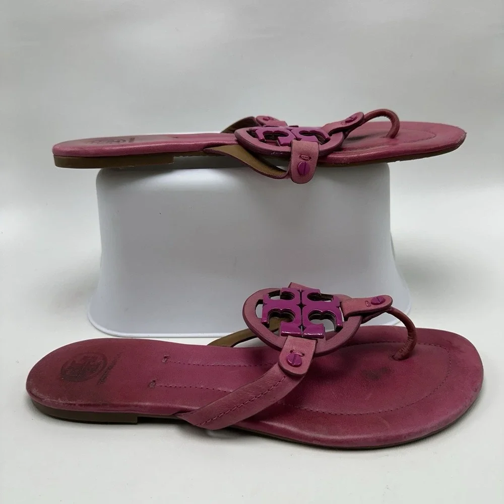 Tory Burch Miller Sandals Pink Weather Thong Size 9.5 M Shoes Flat Rose‎